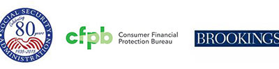 Logos for Social Security Administration, Consumer Financial Protection Bureau, and Brookings