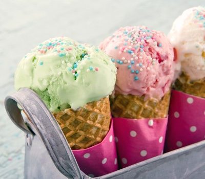 Three ice cream cones