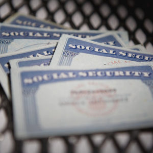 Close-up of social security cards - 