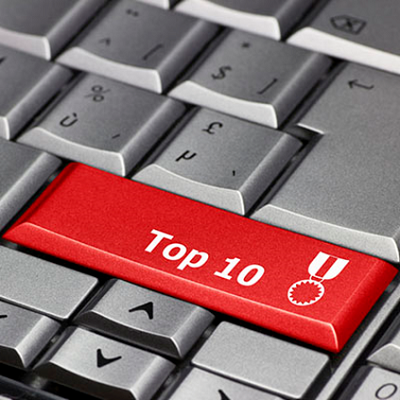 A photo of a keyboard with a button that says "Top 10" instead of "Shift"