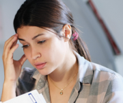 Woman reviewing documents